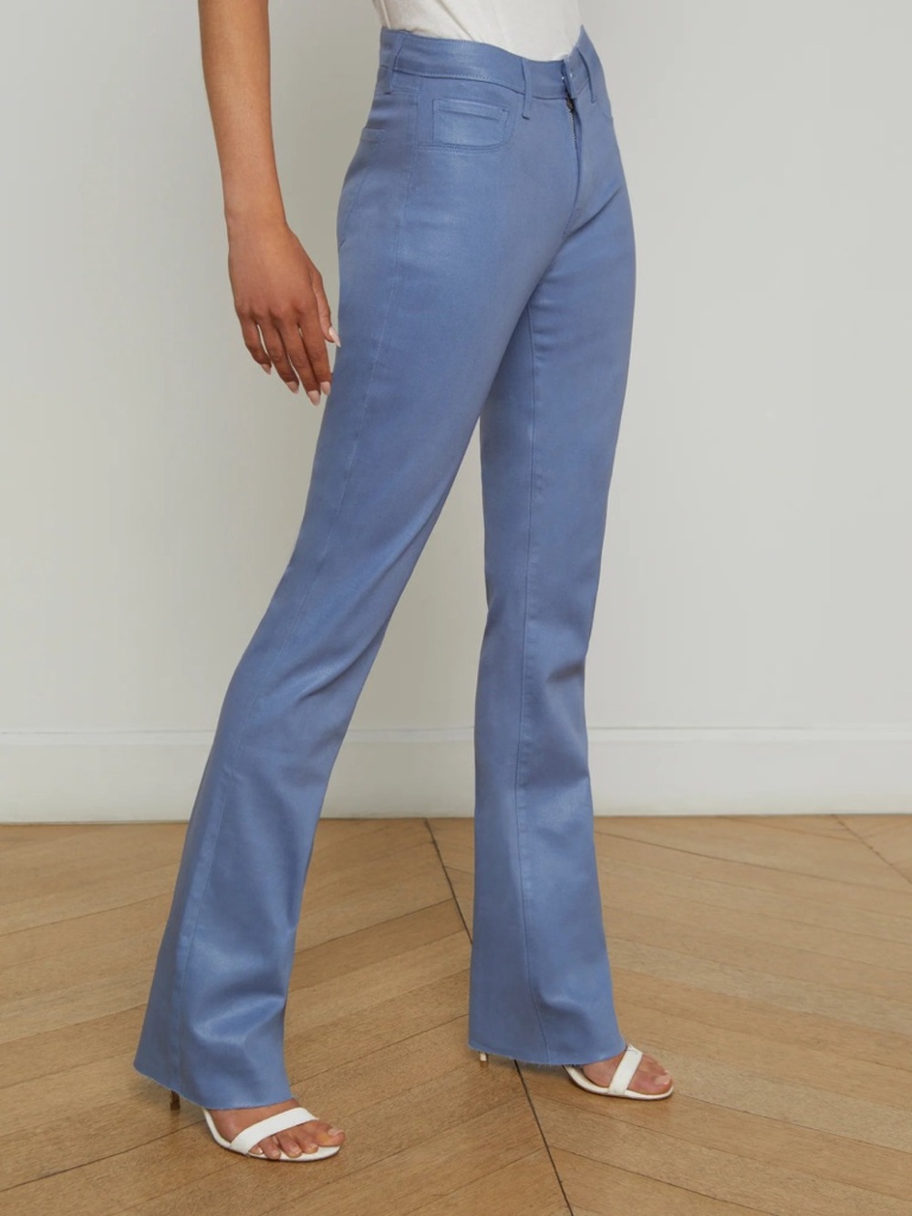 L'AGENCE Ruth High Rise Straight-Leg Jeans - Wild Wind (Blue) Coated